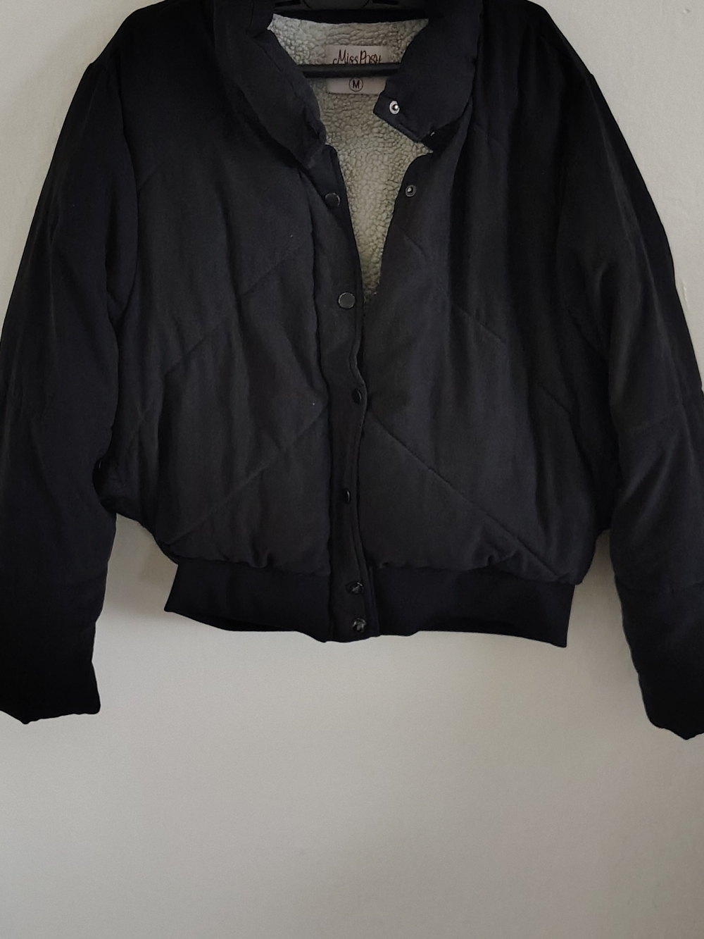 Miss Posh Black Quilted Puffer Jacket with Sherpa Lining